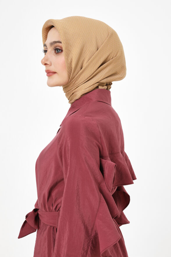 SETRMS CAMEL Mini Kazayağı Desenli Eşarp 242953218 - 4