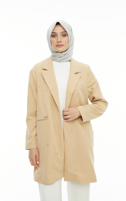 SETRMS CAMEL Sarkıt Taş Detaylı Blazer Ceket 2427158 - SETRMS