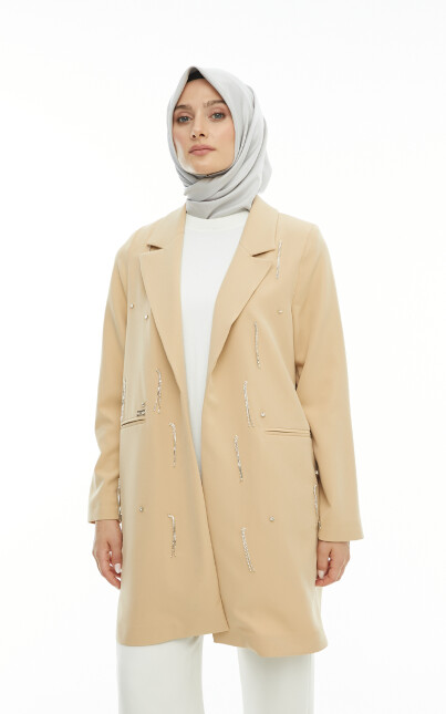 SETRMS CAMEL Sarkıt Taş Detaylı Blazer Ceket 2427158 - SETRMS (1)