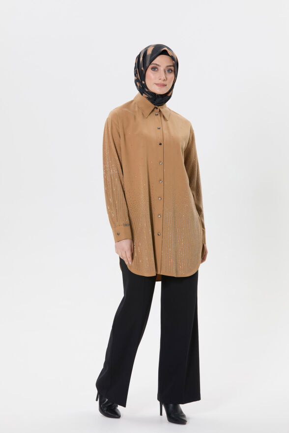 SETRMS CAMEL Taş Baskılı Tunik 2514058 - 4