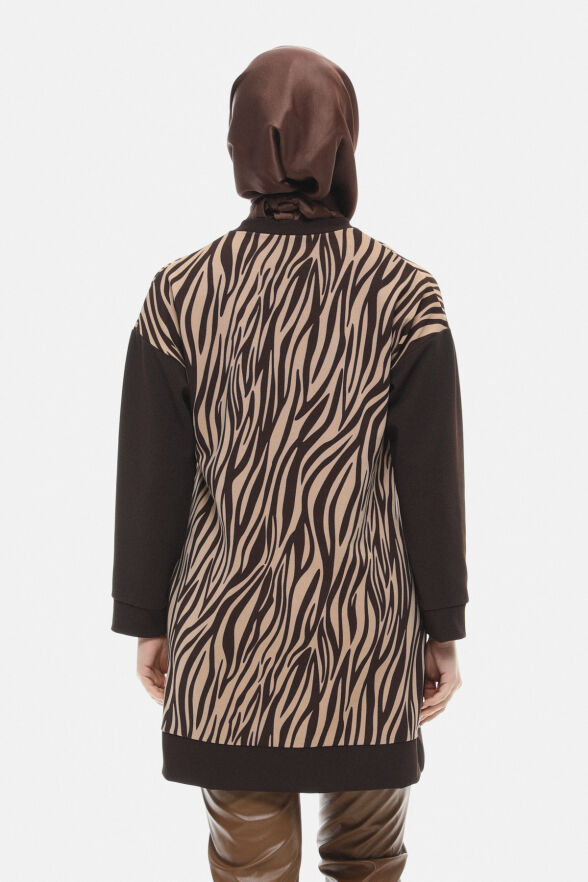 SETRMS KAHVERENGİ Çift Renkli Zebra Desen Tunik 251808505 - 6