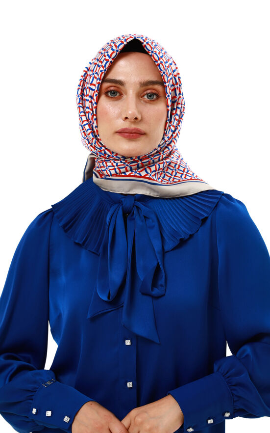 SETRMS KIRMIZI Renk Kombinli Twill İpek Eşarp 2517294855 - 2