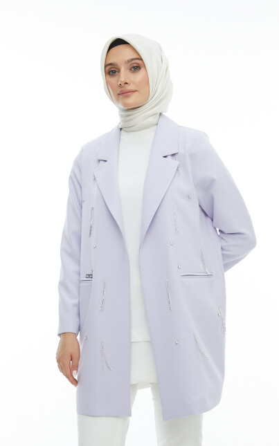 SETRMS LİLA Sarkıt Taş Detaylı Blazer Ceket 2427158 - SETRMS (1)