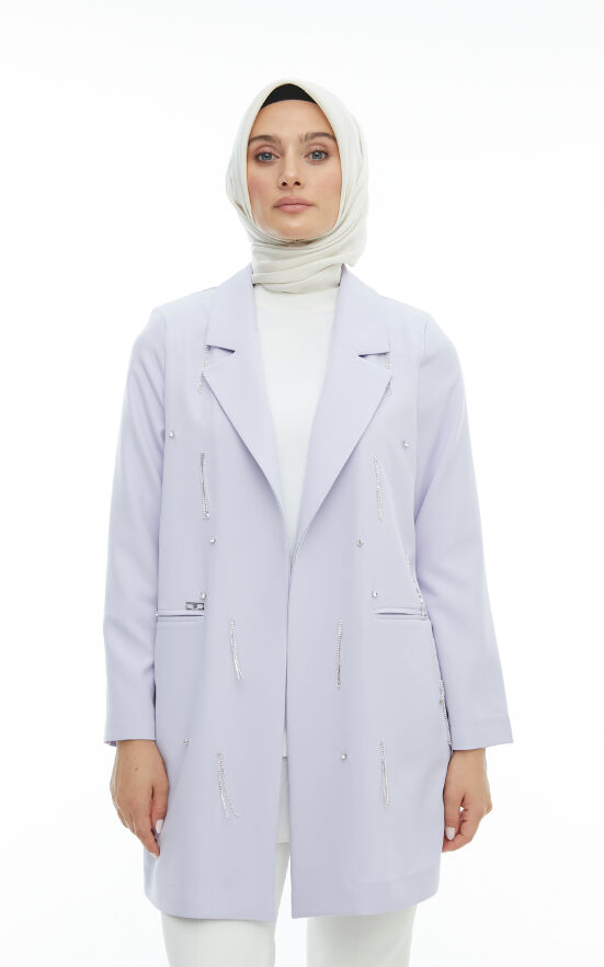 SETRMS LİLA Sarkıt Taş Detaylı Blazer Ceket 2427158 - 1