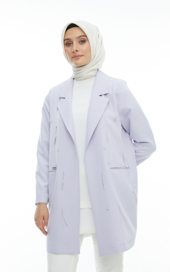 SETRMS LİLA Sarkıt Taş Detaylı Blazer Ceket 2427158 - 2