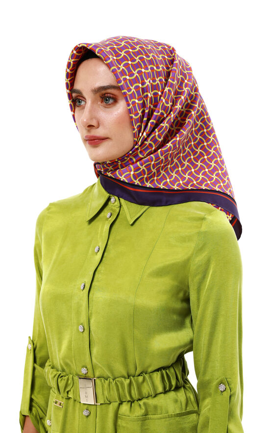 SETRMS MOR Renk Kombinli Twill İpek Eşarp 2517294855 - 3