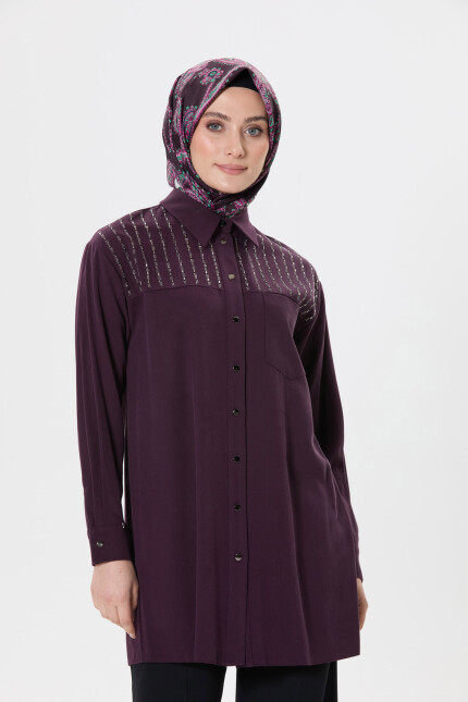 SETRMS MÜRDÜM Taş Detaylı Cepli Tunik 2514123 - SETRMS (1)