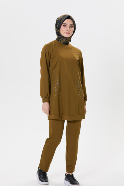 SETRMS OLIVE Taş Baskılı Tunik & Pantolon Takım 2517009 