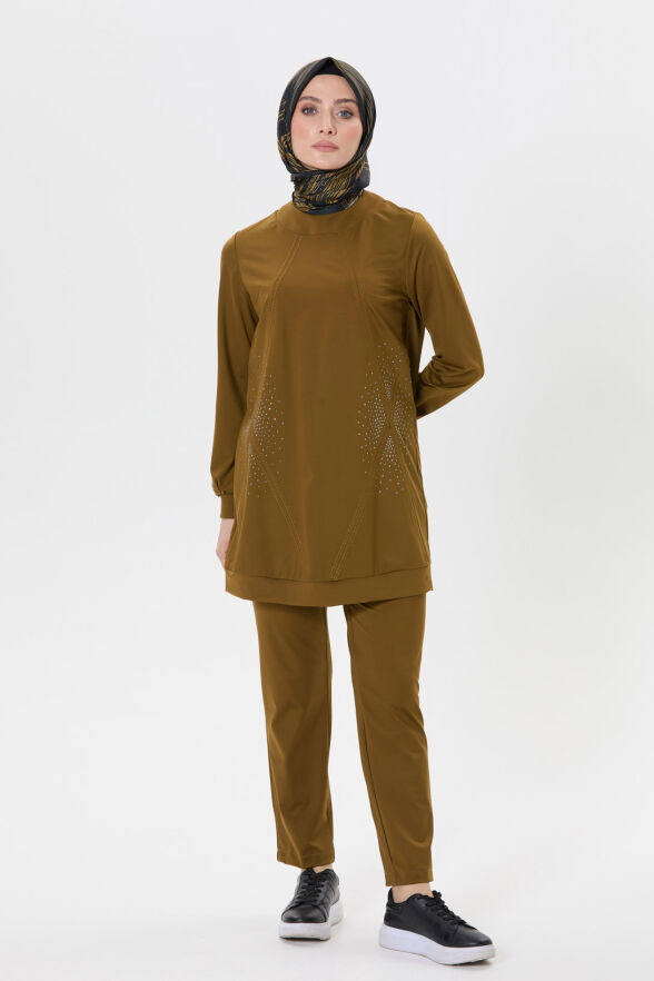 SETRMS OLIVE Taş Baskılı Tunik & Pantolon Takım 2517009 - 2