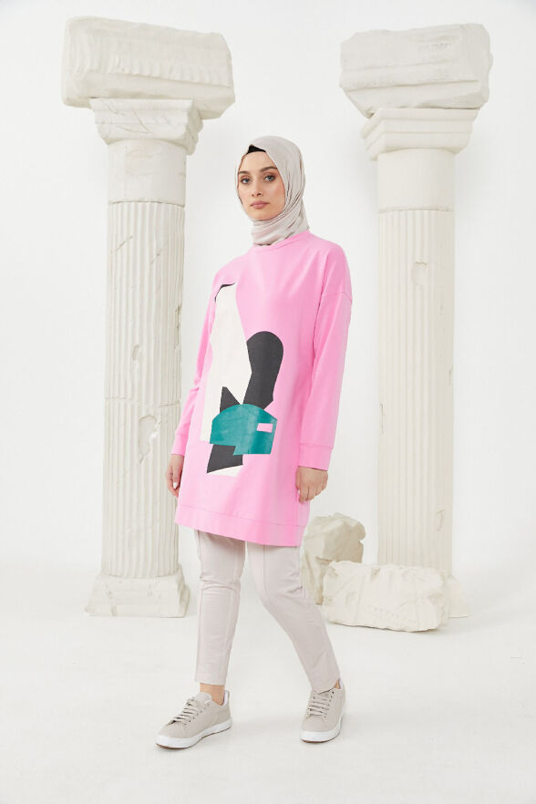 SETRMS PEMBE Renkli Baskılı Tunik 2424074 - 1