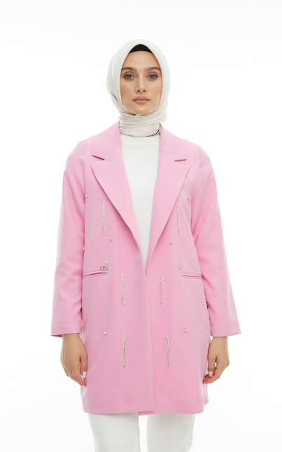 SETRMS PEMBE Sarkıt Taş Detaylı Blazer Ceket 2427158 