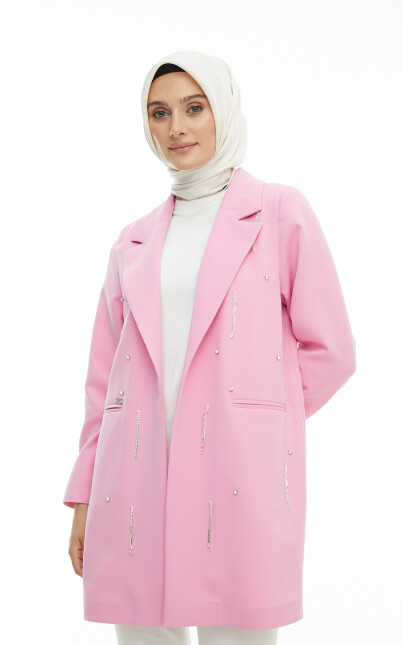 SETRMS PEMBE Sarkıt Taş Detaylı Blazer Ceket 2427158 - SETRMS (1)