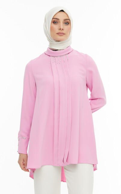 SETRMS PEMBE Katlı Yaka Kolyeli Tunik 2425099 - SETRMS (1)