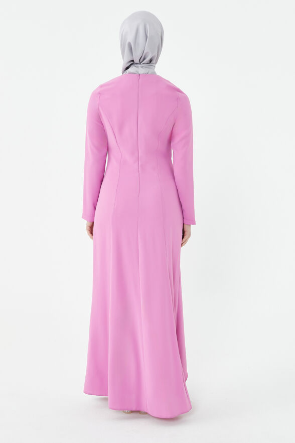 SETRMS PEMBE Taşlı Drape Detaylı Abiye Elbise 24251292325129 - 6