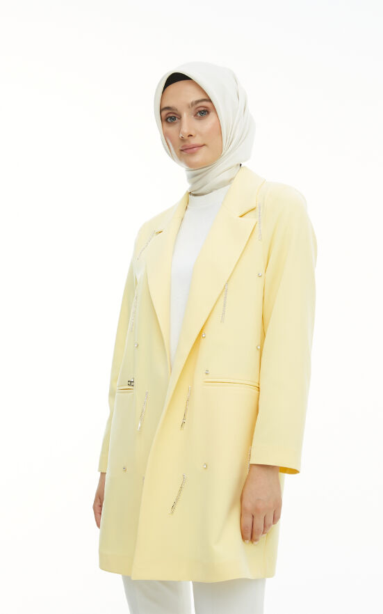 SETRMS SARI Sarkıt Taş Detaylı Blazer Ceket 2427158 - 2