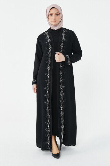 SETRMS SİYAH Taş Yapıştırmalı Abaya 2322011 - SETRMS (1)