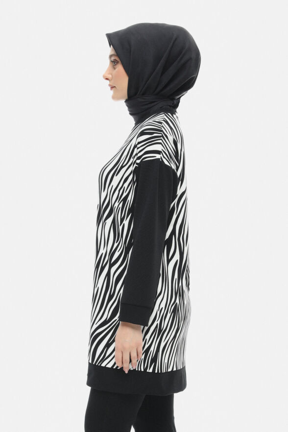 SETRMS SİYAH Çift Renkli Zebra Desen Tunik 251808505 - 3