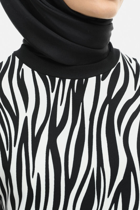 SETRMS SİYAH Çift Renkli Zebra Desen Tunik 251808505 - 5