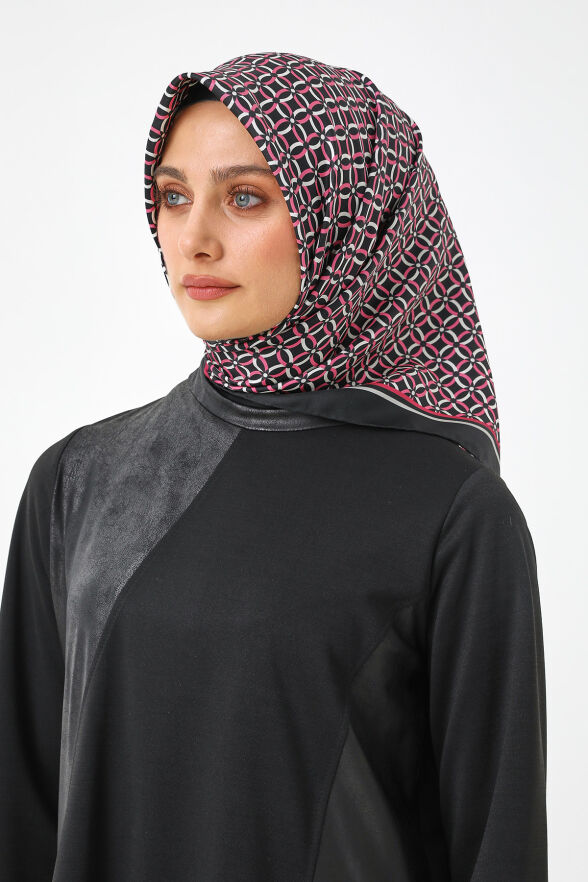 SETRMS SİYAH - FUŞYA Renk Kombinli Twill İpek Eşarp 2517294855 - 3