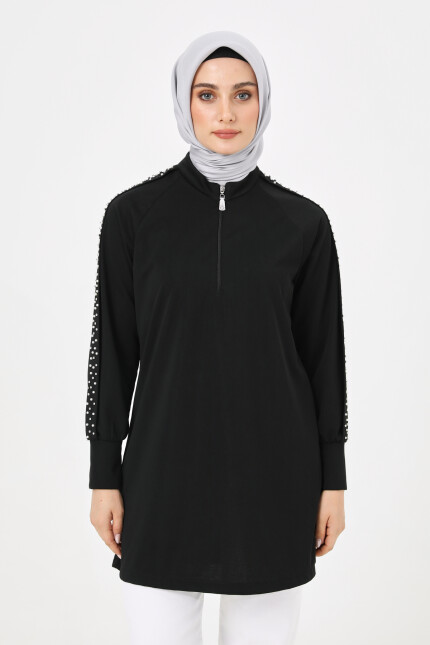 SETRMS SİYAH İnci Detaylı Reglan Kesim Tunik 2427132 