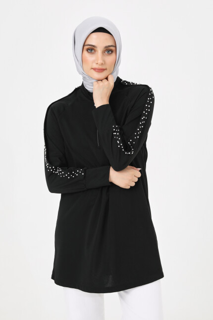 SETRMS SİYAH İnci Detaylı Reglan Kesim Tunik 2427132 - SETRMS (1)