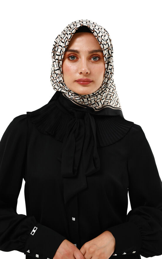 SETRMS SİYAH Renk Kombinli Twill İpek Eşarp 2517294855 - 2