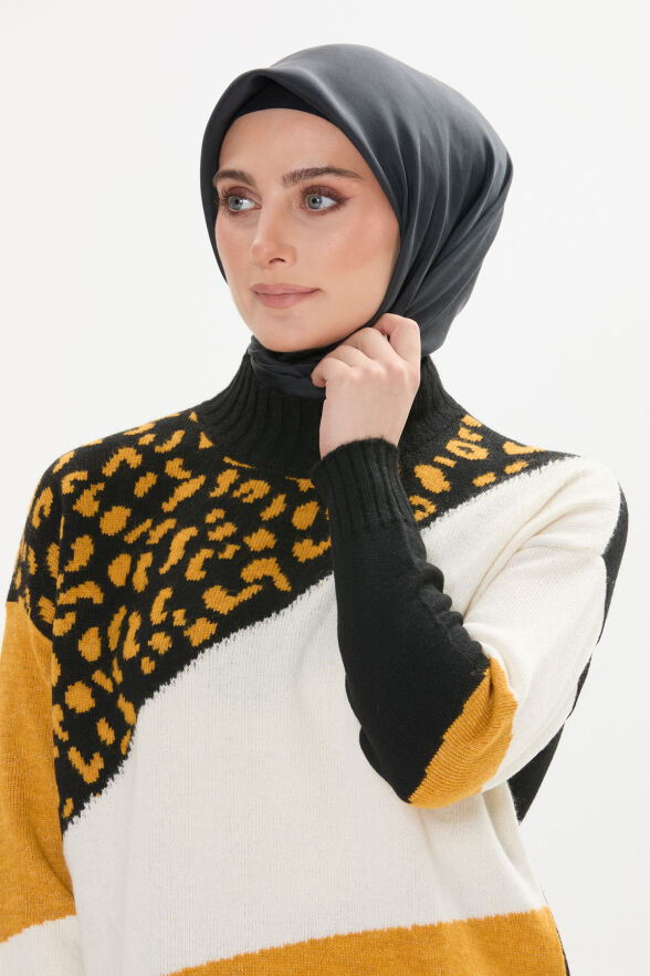 SETRMS SİYAH - SARI Leopar Desenli Triko Tunik 251715224 - 4