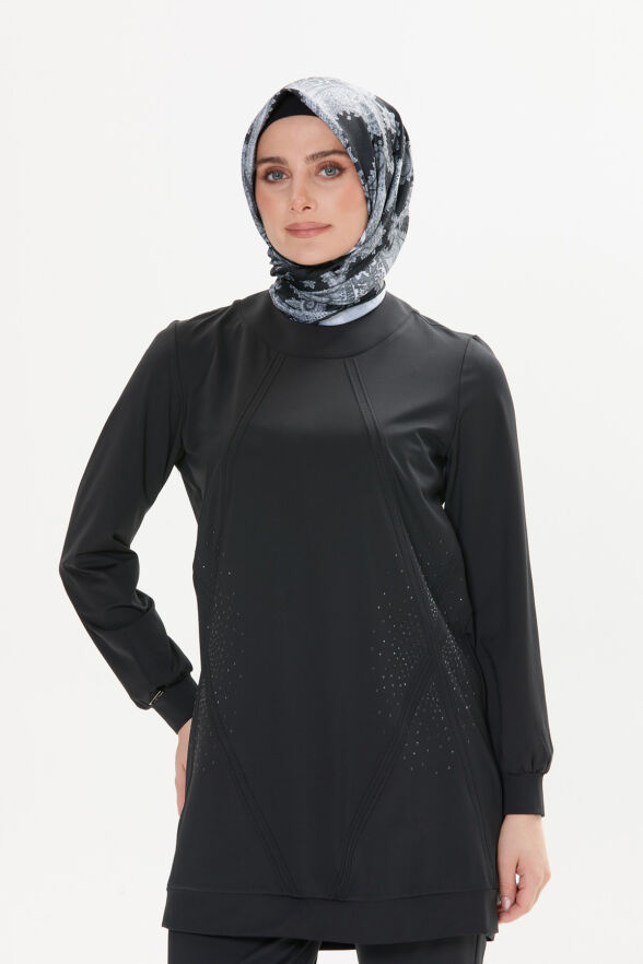 SETRMS SİYAH Taş Baskılı Tunik & Pantolon Takım 2517009 - 4