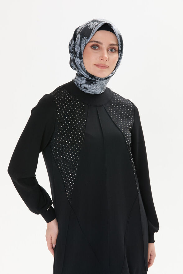 SETRMS SİYAH Taş Detaylı Spor Tunik & Pantolon Takım 2517240 - 4